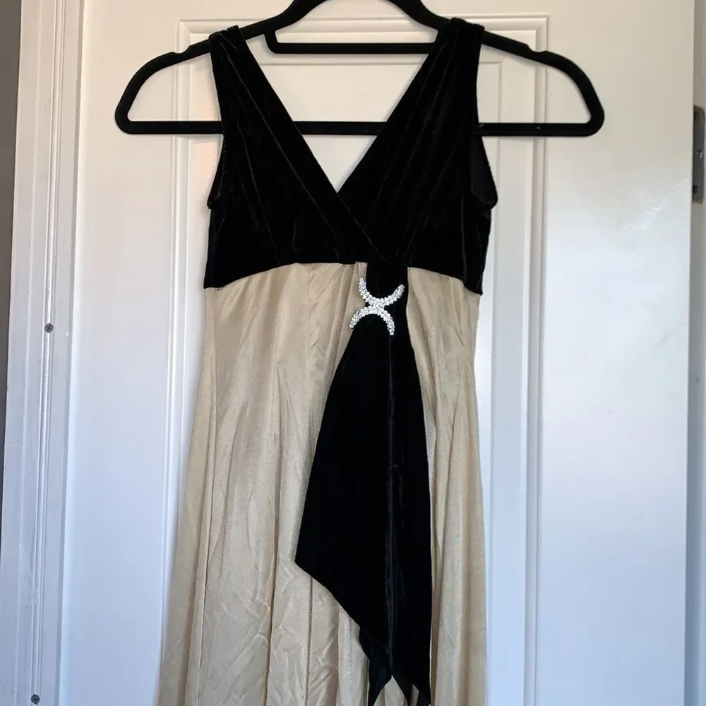 Black Velvet and Champagne Lyrical Dress